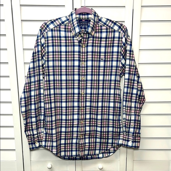 Vineyard Vines Slim Fit Whale Shirt Plaid Size Small - Picture 1 of 8